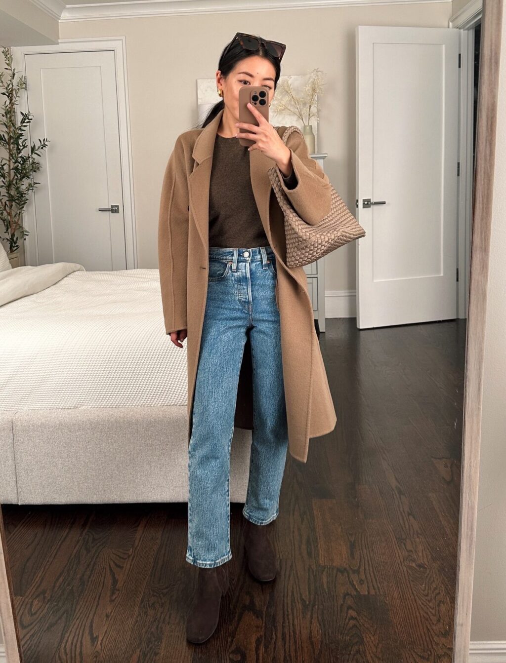 petite straight jeans with suede boots