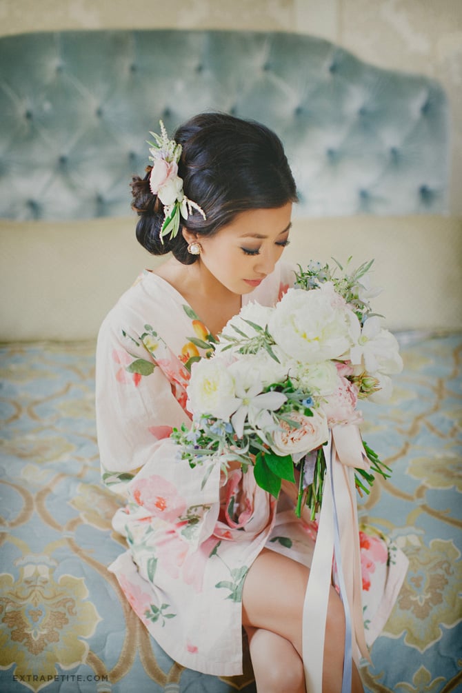 bridal robe getting ready shot