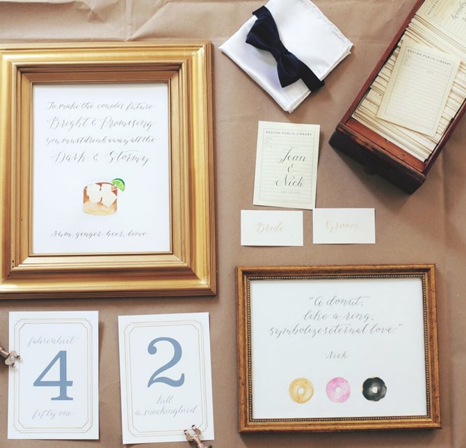 wedding calligraphy bar signs