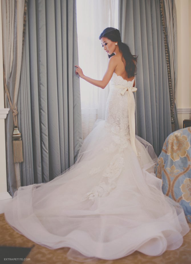 boston library wedding lazaro lace dress