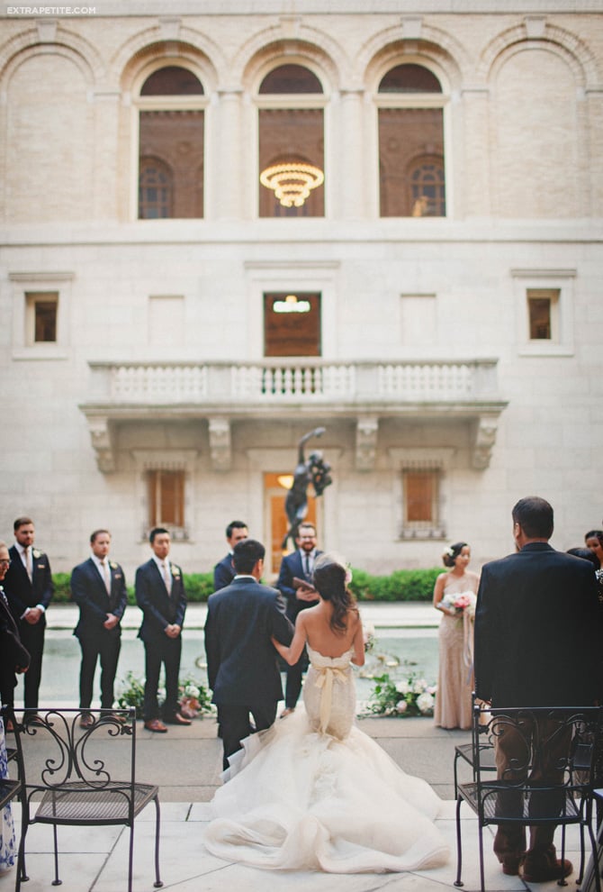 boston library courtyard wedding dress