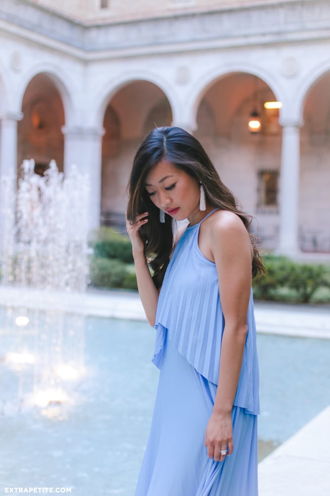 boston public library wedding anniversary blue dress