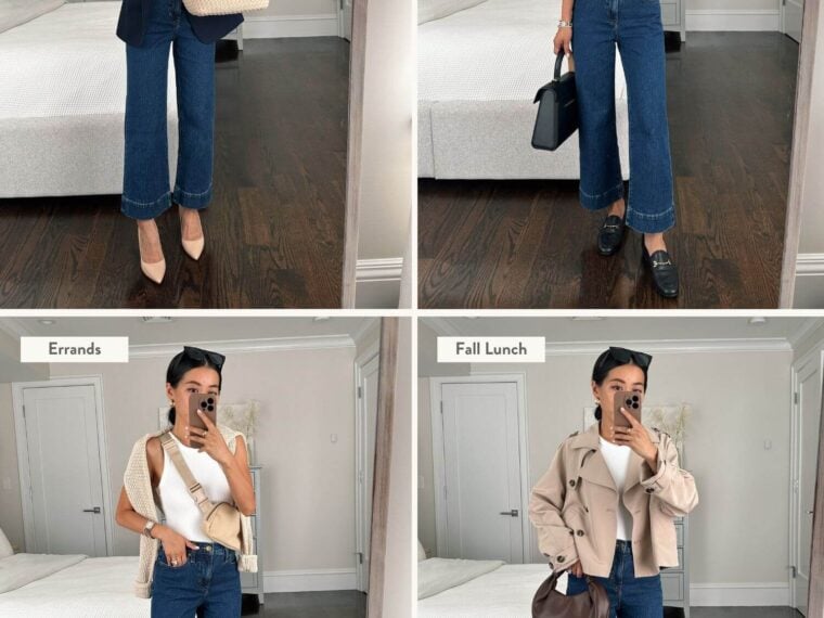 four ways to style slim wide leg jeans