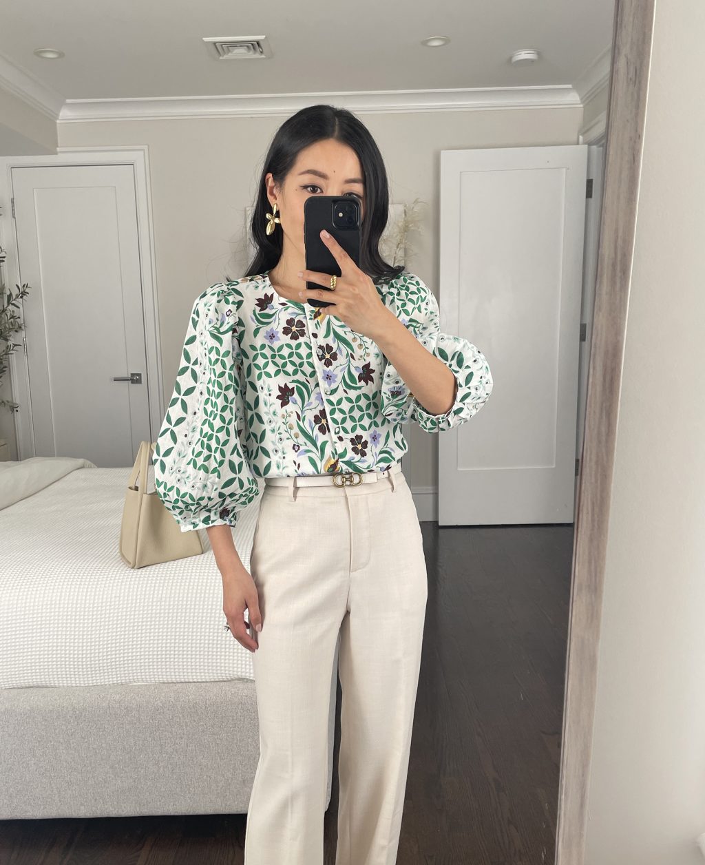 ann taylor floral cotton blouse petite resort vacation outfit
