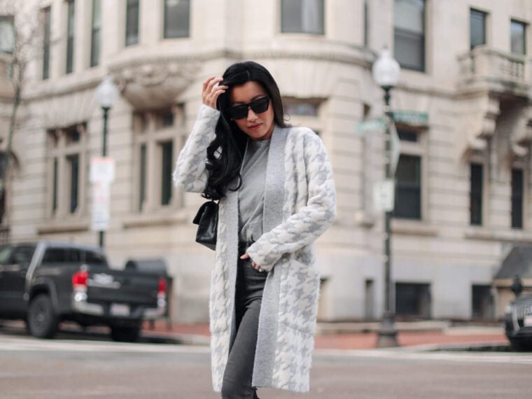 Ann Taylor houndstooth cardigan coat