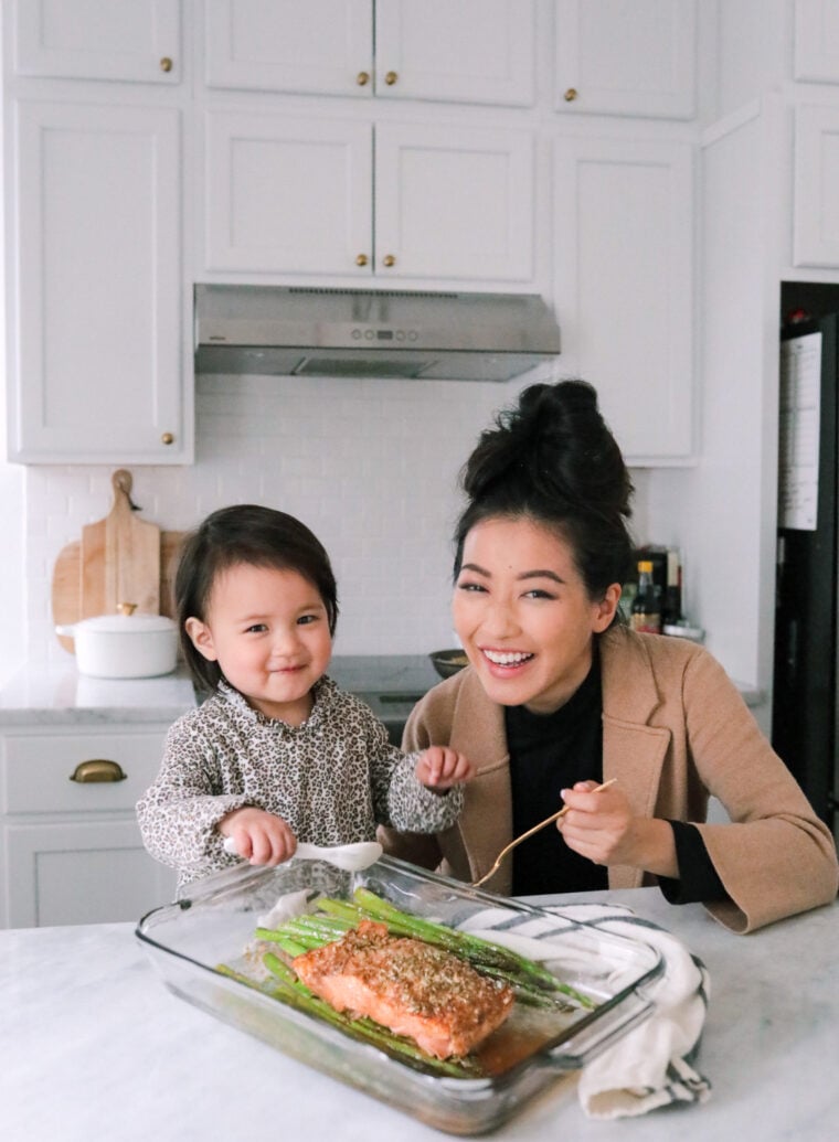 mother daughter cooking easy baked salmon dinner idea