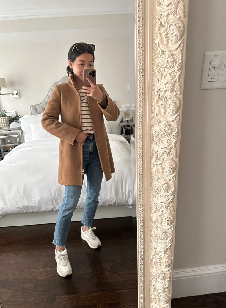 jcrew wool coat madewell jeans