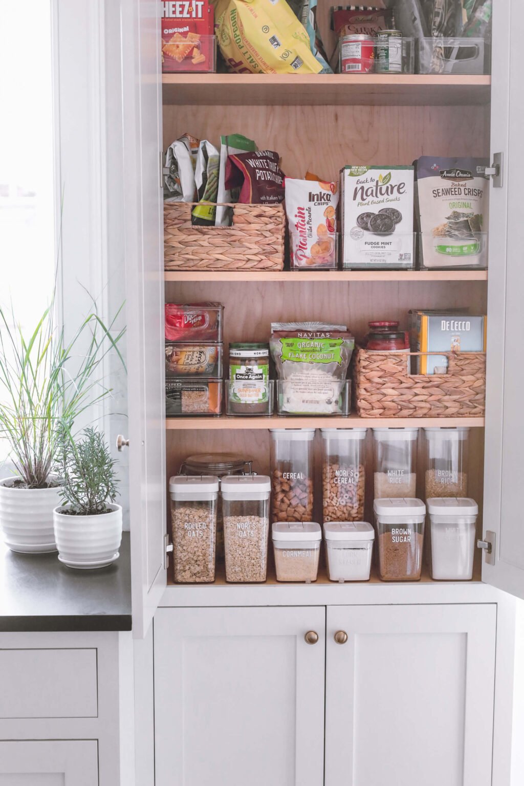 ktichen pantry organization clear bins airtight canisters