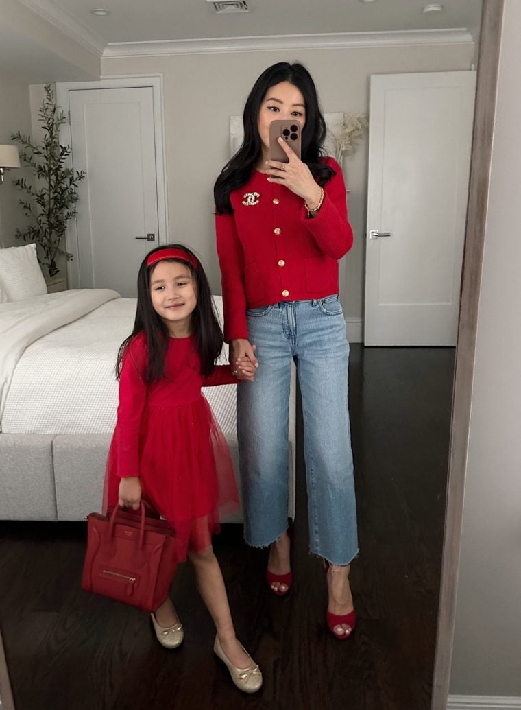 jcrew emilie sweater madewell jeans chinese lunar new year red outfit
