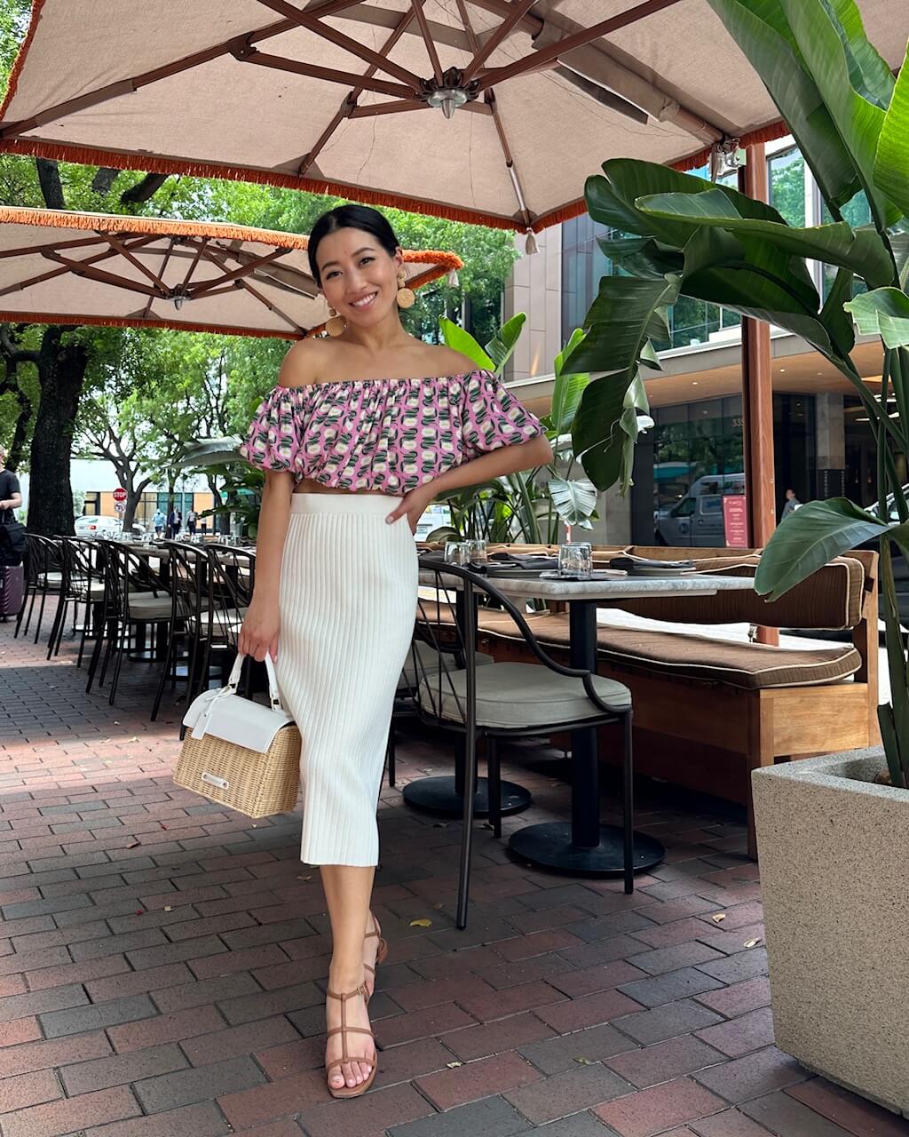 miami outfits white midi rib skirt