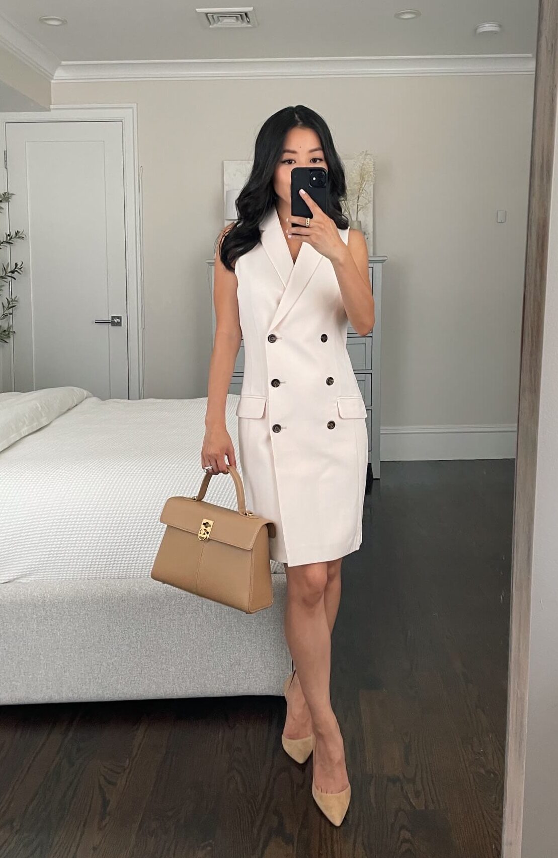 Petite double breasted blazer dress summer workwear