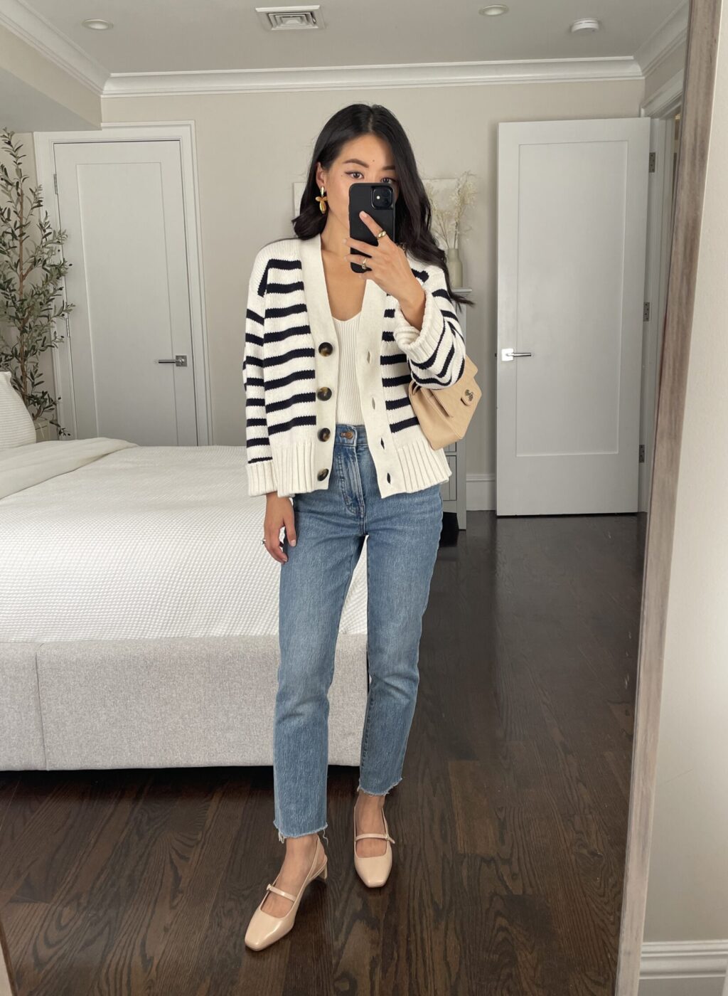 Sezane wilson cardigan stripe sweater petite review