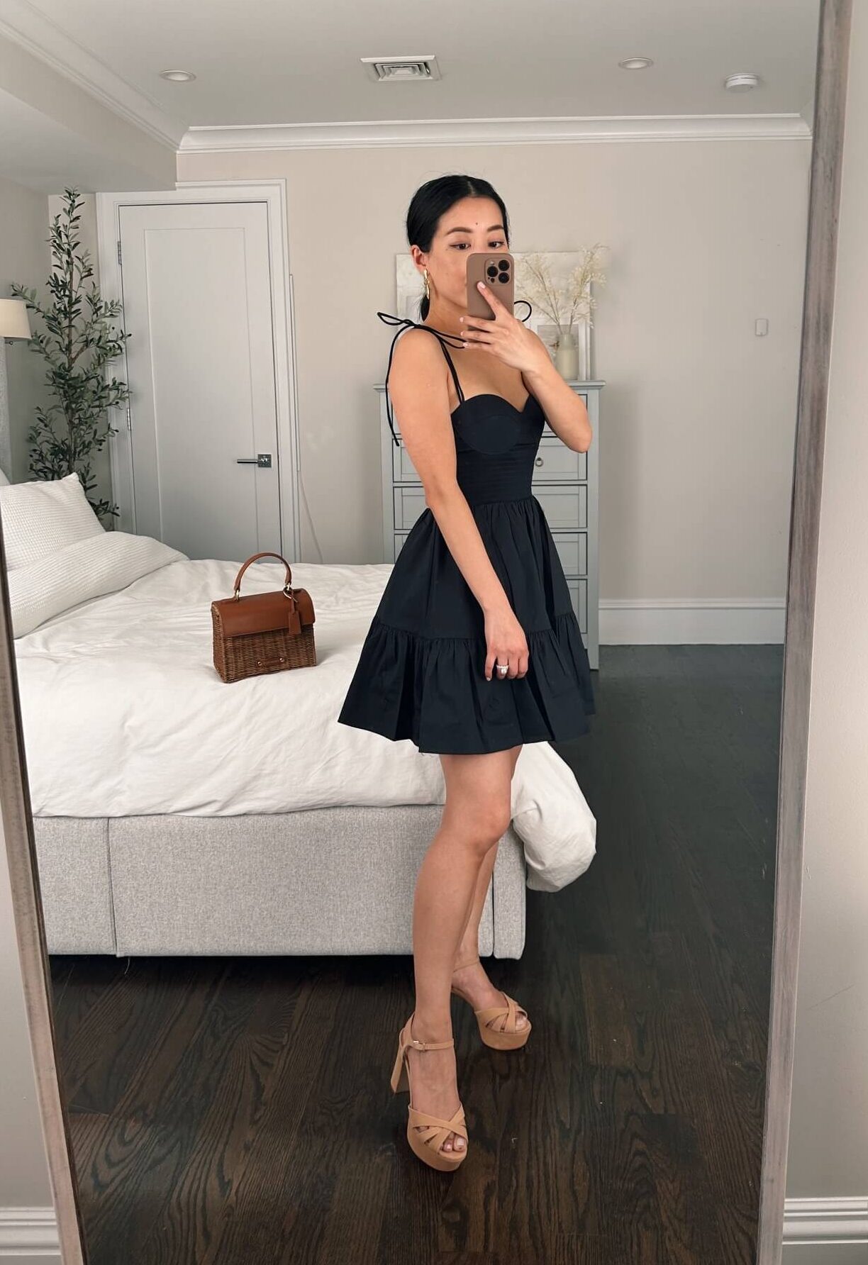 Staud Landry mini black dress petite review